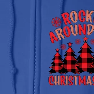 Plaid Retro Rockin Around The Christmas Tree Gift Full Zip Hoodie