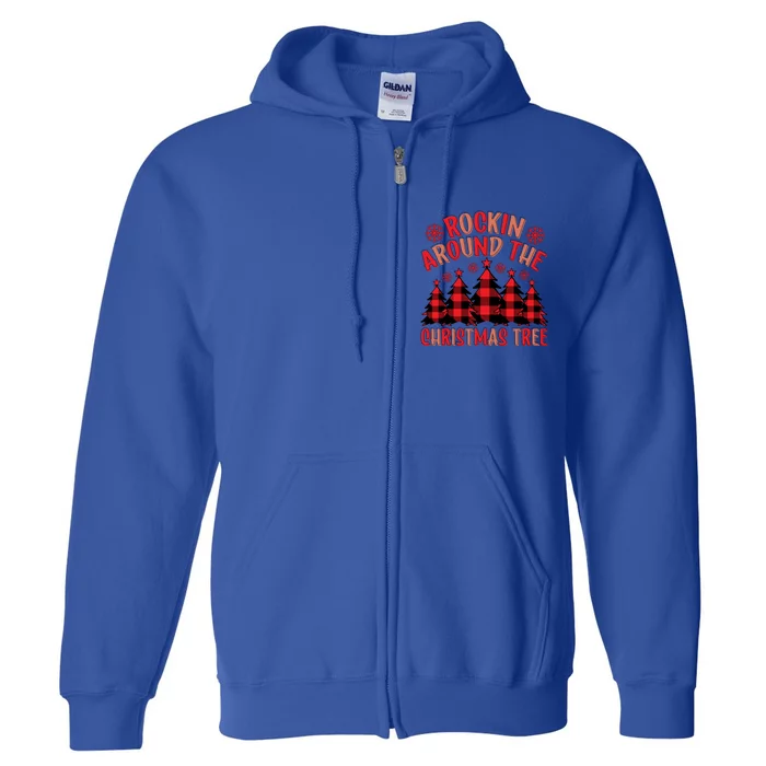 Plaid Retro Rockin Around The Christmas Tree Gift Full Zip Hoodie