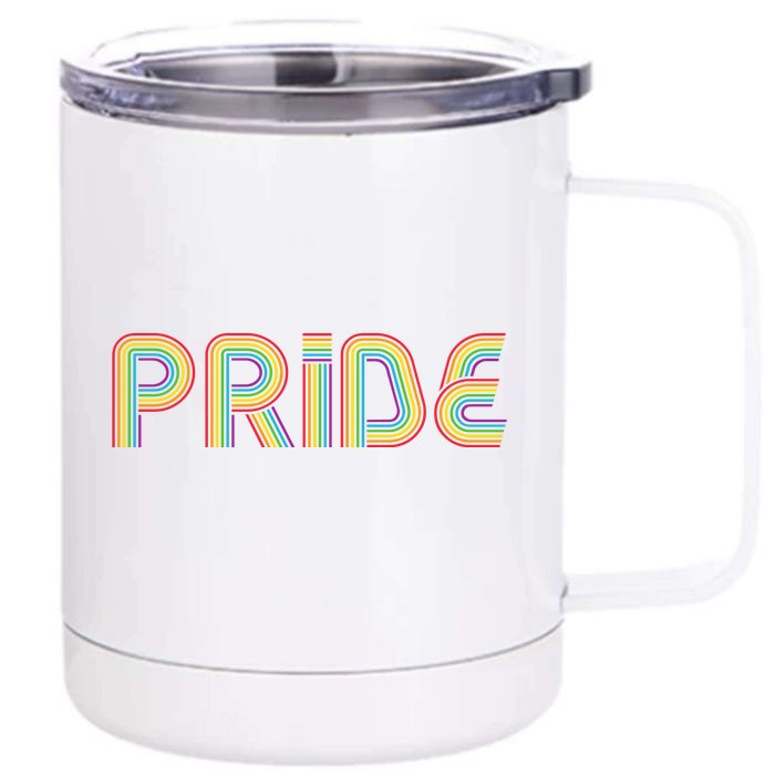 Pride Rainbow Retro Celebration Front & Back 12oz Stainless Steel Tumbler Cup