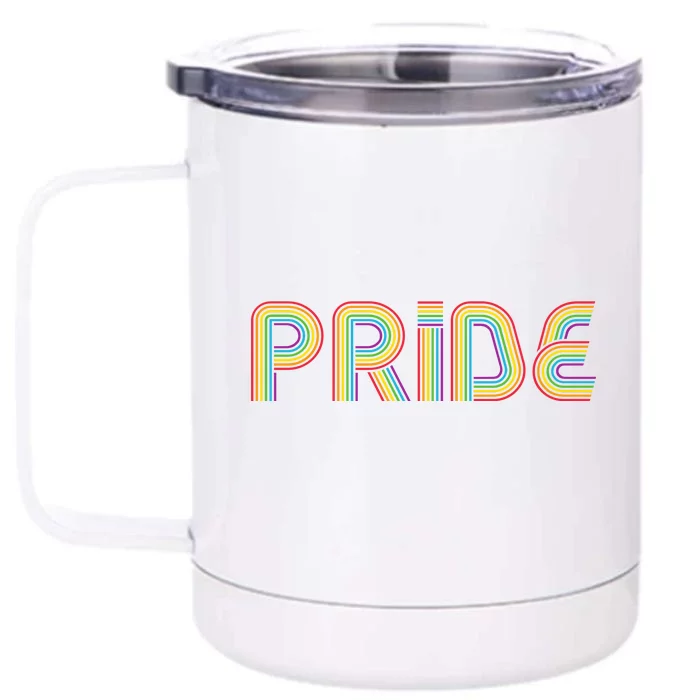 Pride Rainbow Retro Celebration Front & Back 12oz Stainless Steel Tumbler Cup