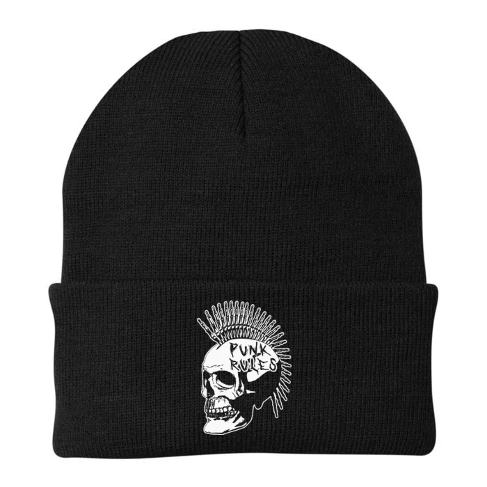 Punk Rock Rules Heavy Metal Skull Punker Rocker Mohawk Music Knit Cap Winter Beanie