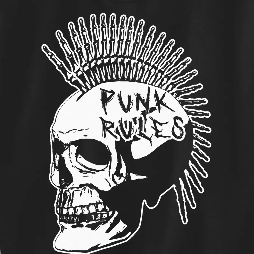 Punk Rock Rules Heavy Metal Skull Punker Rocker Mohawk Music Kids Sweatshirt