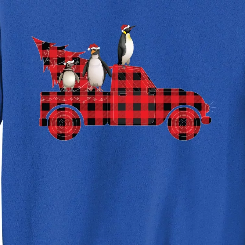 Penguin Riding Red Pajama Tree Truck Funny Penguin Christmas Gift Sweatshirt