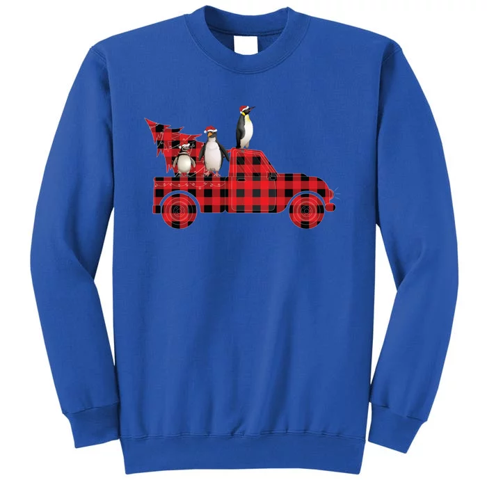 Penguin Riding Red Pajama Tree Truck Funny Penguin Christmas Gift Sweatshirt