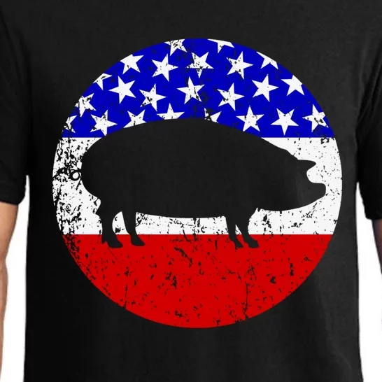 Pig Roast Retro Style Bbq Cookout American Flag Cute Gift Pajama Set