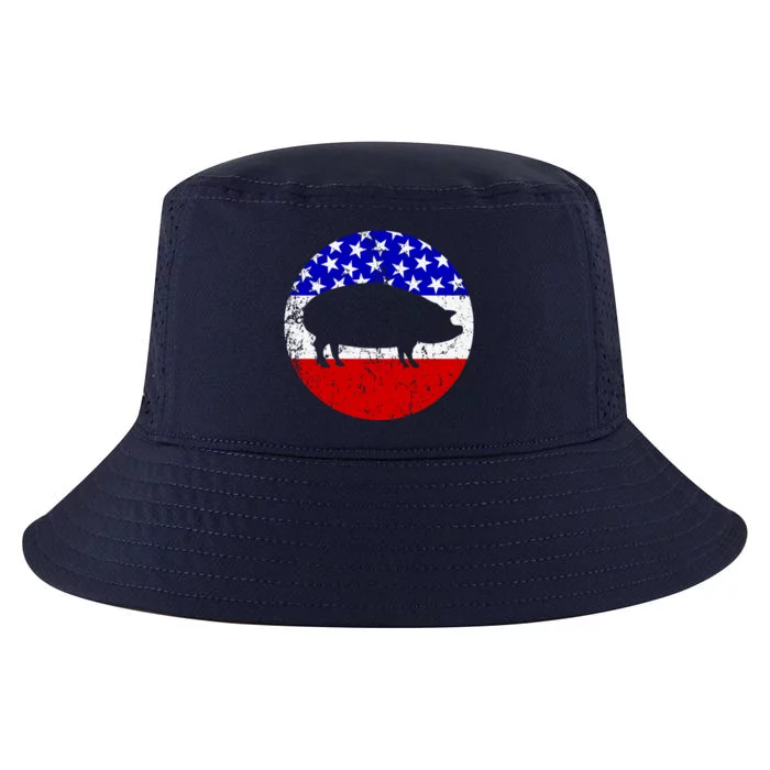 Pig Roast Retro Style Bbq Cookout American Flag Cute Gift Cool Comfort Performance Bucket Hat