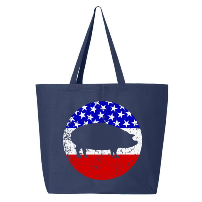 Pig Roast Retro Style Bbq Cookout American Flag Cute Gift 25L Jumbo Tote