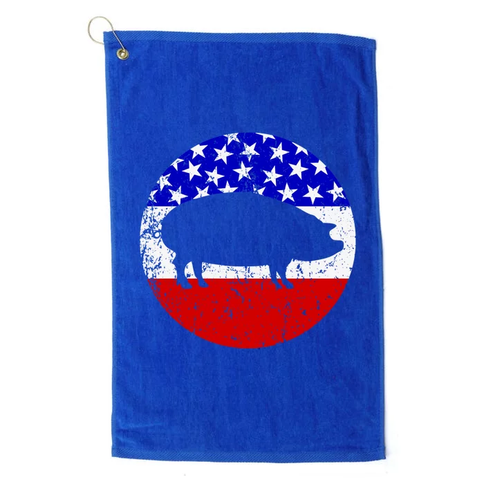 Pig Roast Retro Style Bbq Cookout American Flag Cute Gift Platinum Collection Golf Towel