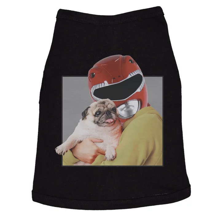 Power Rangers Red Ranger Cuddling A Pug Doggie Tank