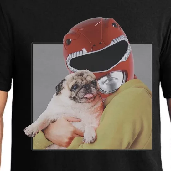 Power Rangers Red Ranger Cuddling A Pug Pajama Set