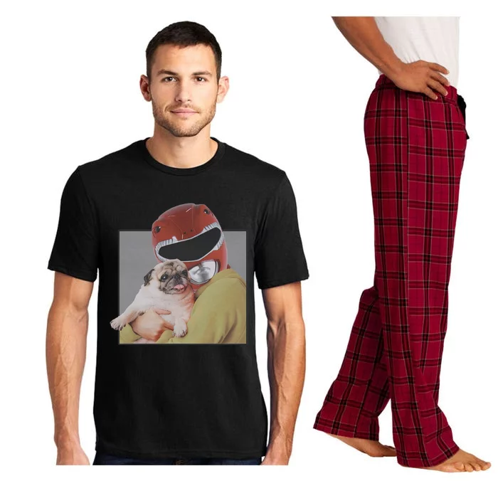 Power Rangers Red Ranger Cuddling A Pug Pajama Set