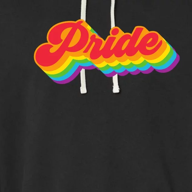 Pride Rainbow Retro LGBTQ Garment-Dyed Fleece Hoodie