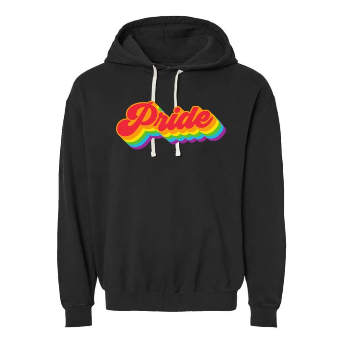 Pride Rainbow Retro LGBTQ Garment-Dyed Fleece Hoodie