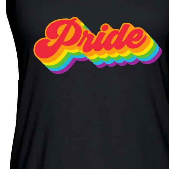 Pride Rainbow Retro LGBTQ Ladies Essential Flowy Tank