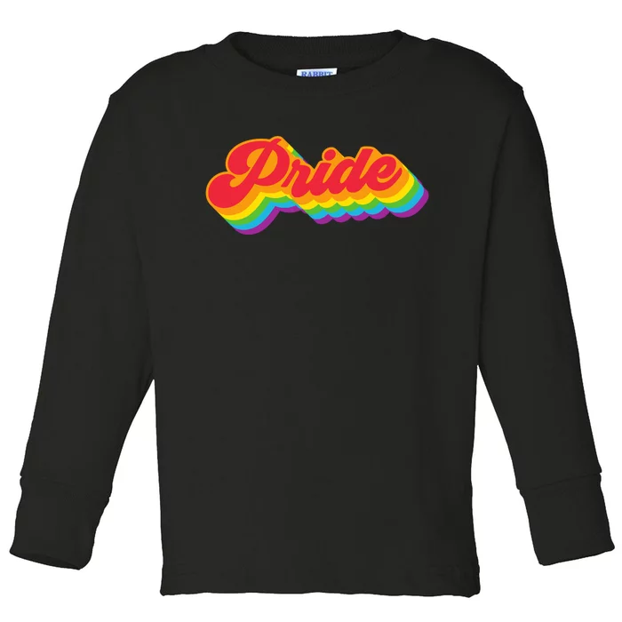 Pride Rainbow Retro LGBTQ Toddler Long Sleeve Shirt