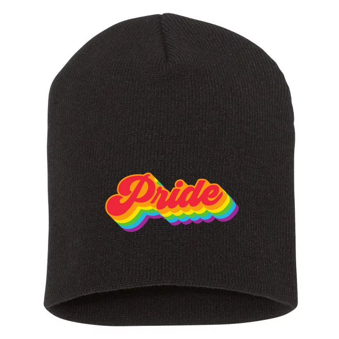 Pride Rainbow Retro LGBTQ Short Acrylic Beanie