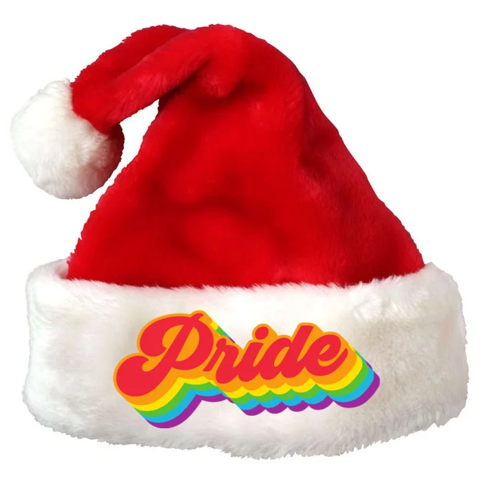 Pride Rainbow Retro LGBTQ Premium Christmas Santa Hat