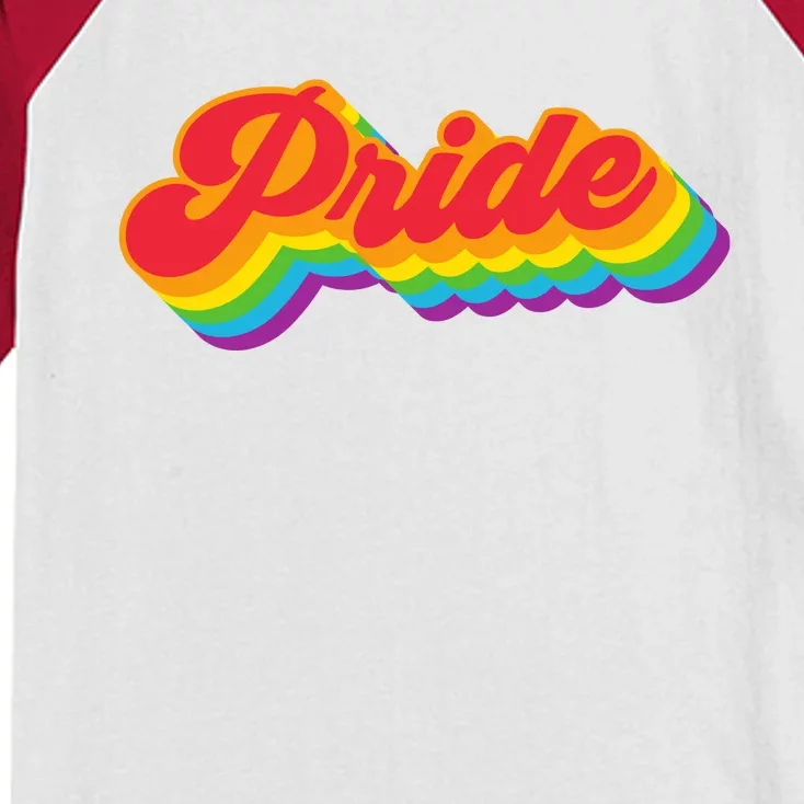 Pride Rainbow Retro LGBTQ Kids Colorblock Raglan Jersey