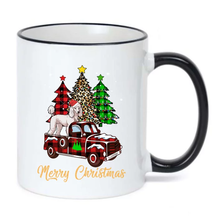 Poodle Riding Red Truck Xmas Merry Christmas Cute Gift Black Color Changing Mug