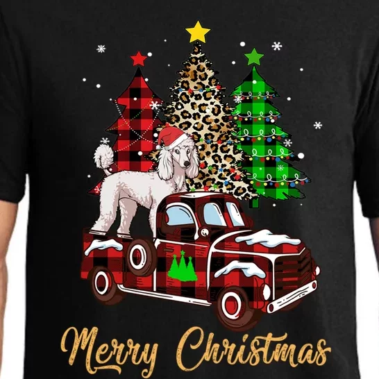 Poodle Riding Red Truck Xmas Merry Christmas Cute Gift Pajama Set