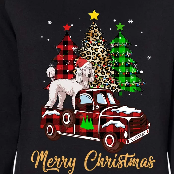 Poodle Riding Red Truck Xmas Merry Christmas Cute Gift Womens California Wash Sweatshirt