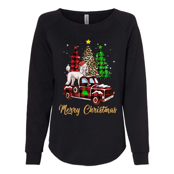 Poodle Riding Red Truck Xmas Merry Christmas Cute Gift Womens California Wash Sweatshirt