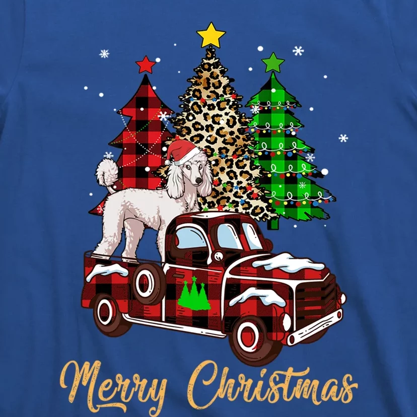 Poodle Riding Red Truck Xmas Merry Christmas Cute Gift T-Shirt