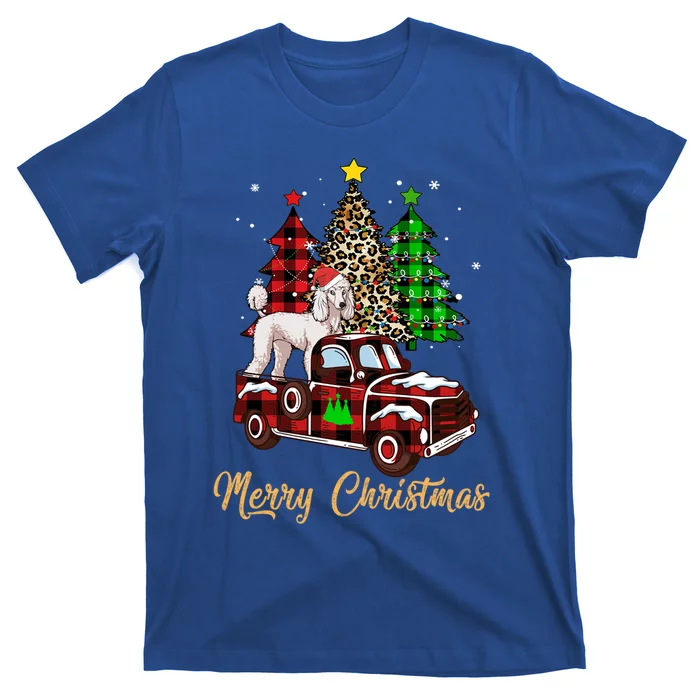 Poodle Riding Red Truck Xmas Merry Christmas Cute Gift T-Shirt