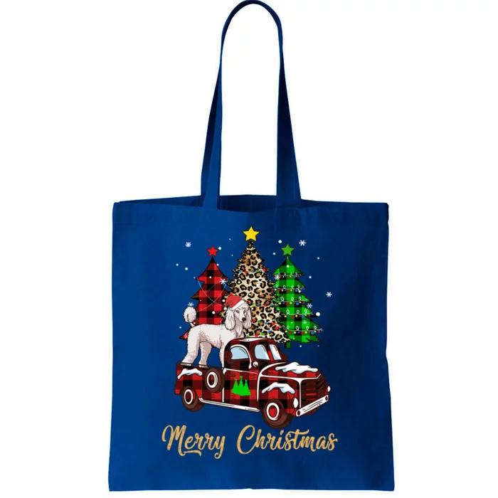 Poodle Riding Red Truck Xmas Merry Christmas Cute Gift Tote Bag