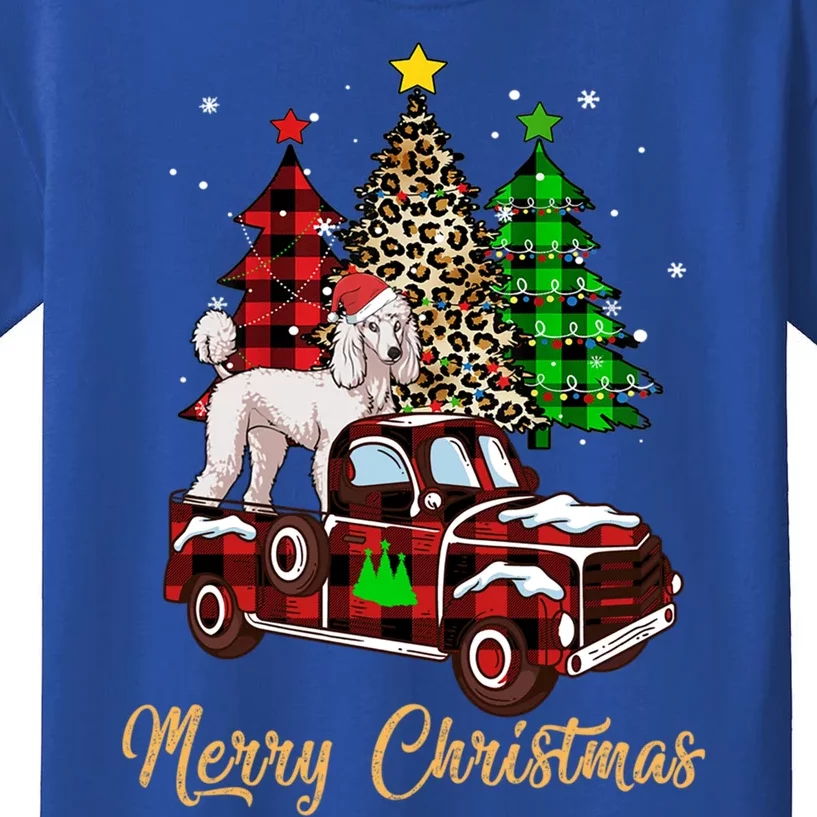 Poodle Riding Red Truck Xmas Merry Christmas Cute Gift Kids T-Shirt