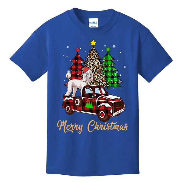 Poodle Riding Red Truck Xmas Merry Christmas Cute Gift Kids T-Shirt