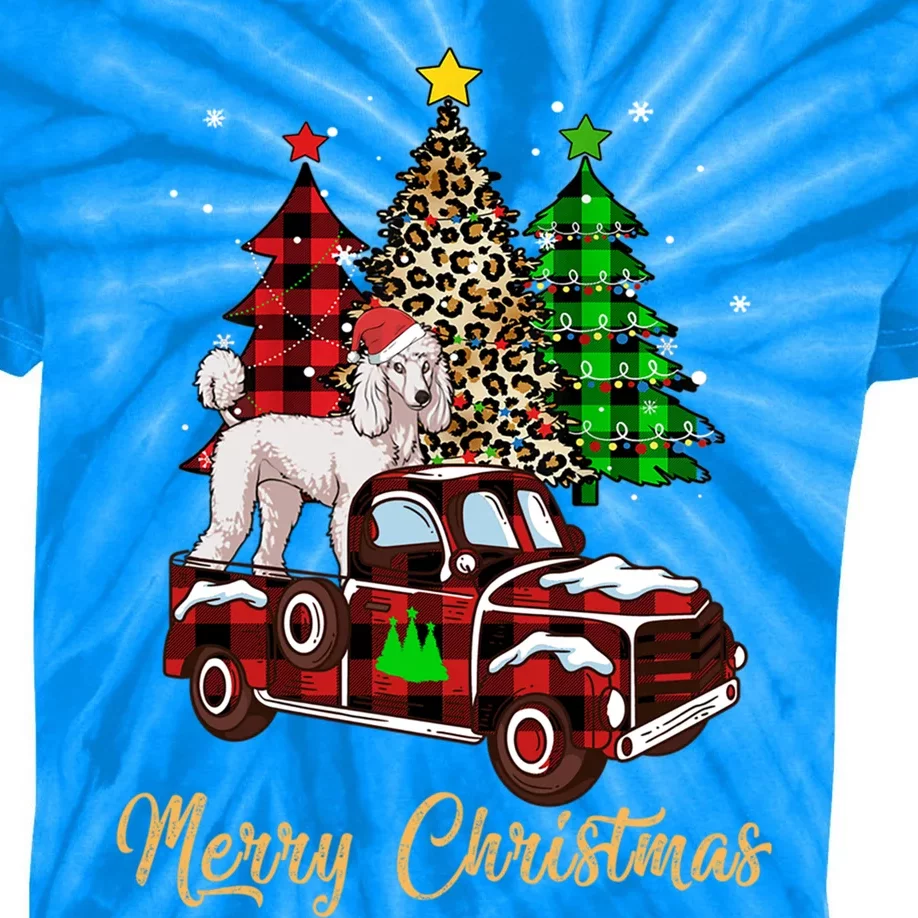 Poodle Riding Red Truck Xmas Merry Christmas Cute Gift Kids Tie-Dye T-Shirt