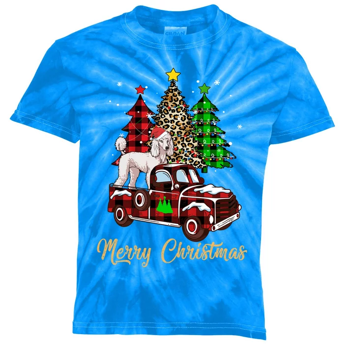 Poodle Riding Red Truck Xmas Merry Christmas Cute Gift Kids Tie-Dye T-Shirt