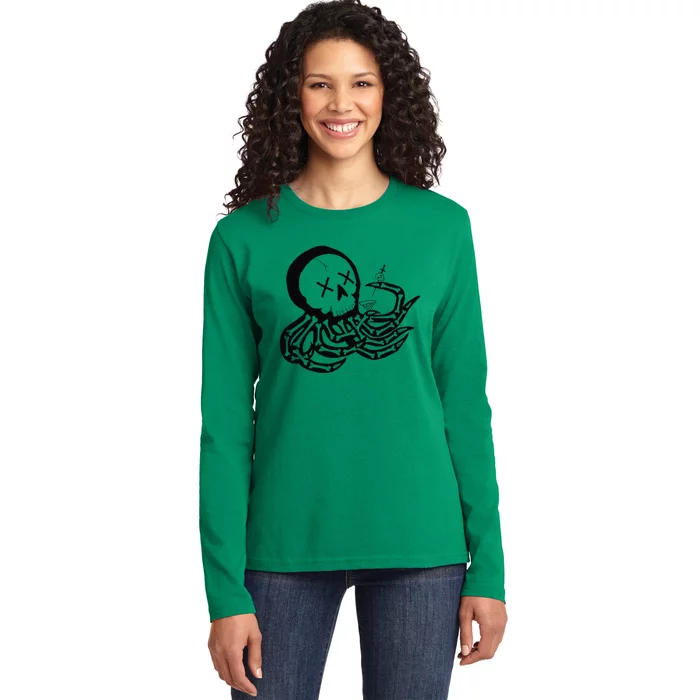 Punk Rock Skeleton Octopus Ladies Long Sleeve Shirt