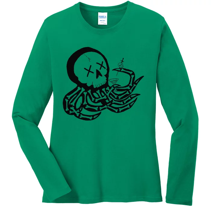 Punk Rock Skeleton Octopus Ladies Long Sleeve Shirt