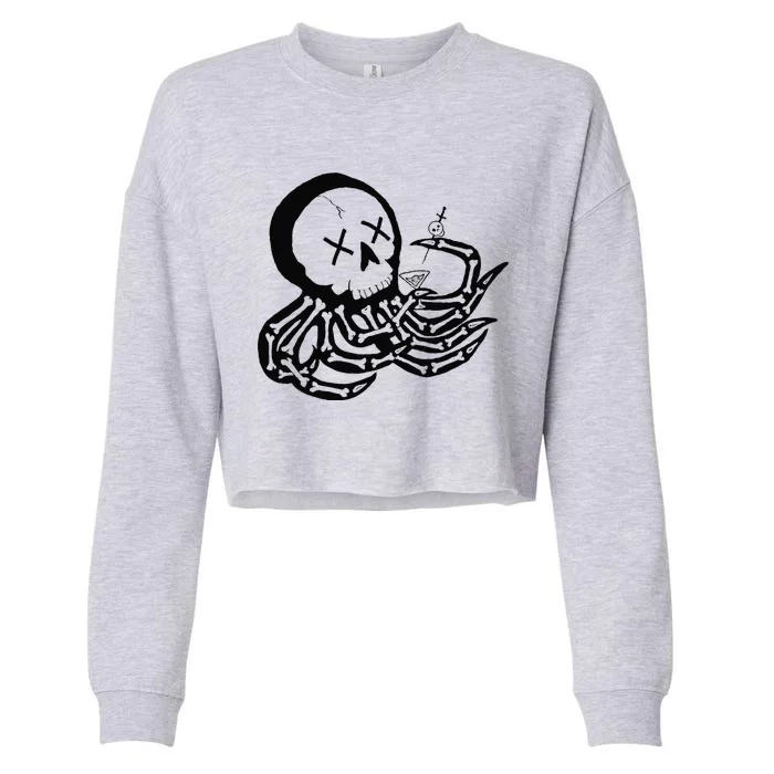 Punk Rock Skeleton Octopus Cropped Pullover Crew