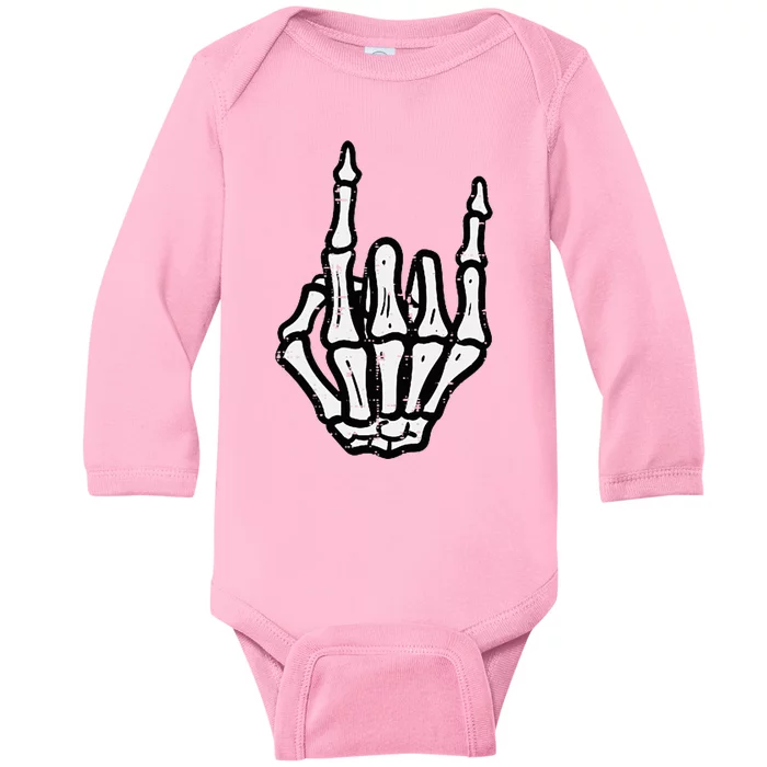 Punk Rock Skeleton Cool Rocker Halloween Baby Long Sleeve Bodysuit