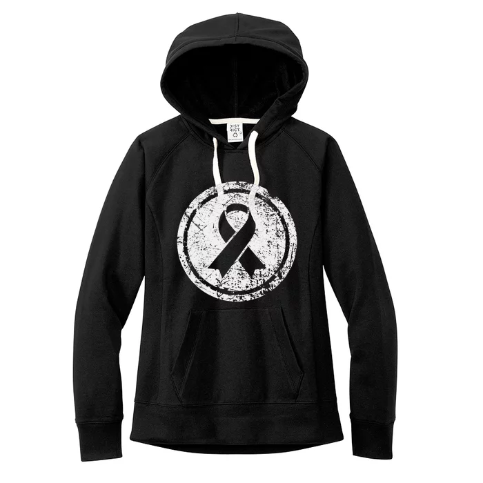 Purple Ribbon Support Survivors Domestic Violence Awareness Women's Fleece Hoodie