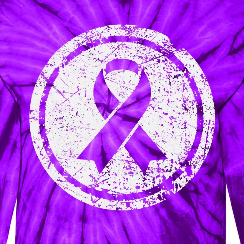 Purple Ribbon Support Survivors Domestic Violence Awareness Tie-Dye Long Sleeve Shirt