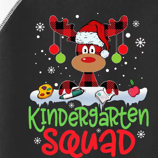 Plaid Reindeer Santa Hat Kindergarten Squad Teacher Xmas Toddler Fine Jersey T-Shirt