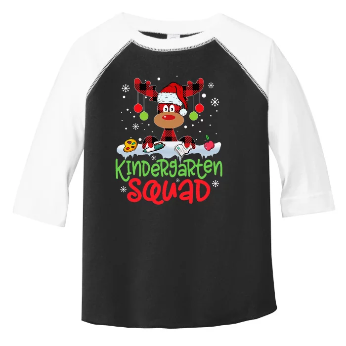 Plaid Reindeer Santa Hat Kindergarten Squad Teacher Xmas Toddler Fine Jersey T-Shirt