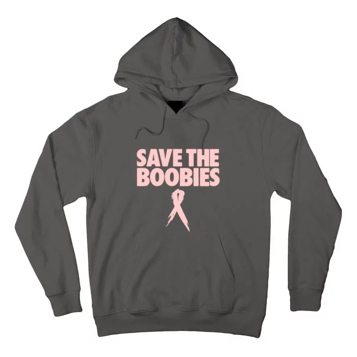 Pink Ribbon SAVE THE BOOBIE Breast Cancer Awareness Gift Tall Hoodie