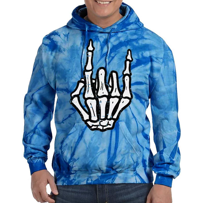 Punk Rock Skeleton Cool Rocker Halloween Tie Dye Hoodie