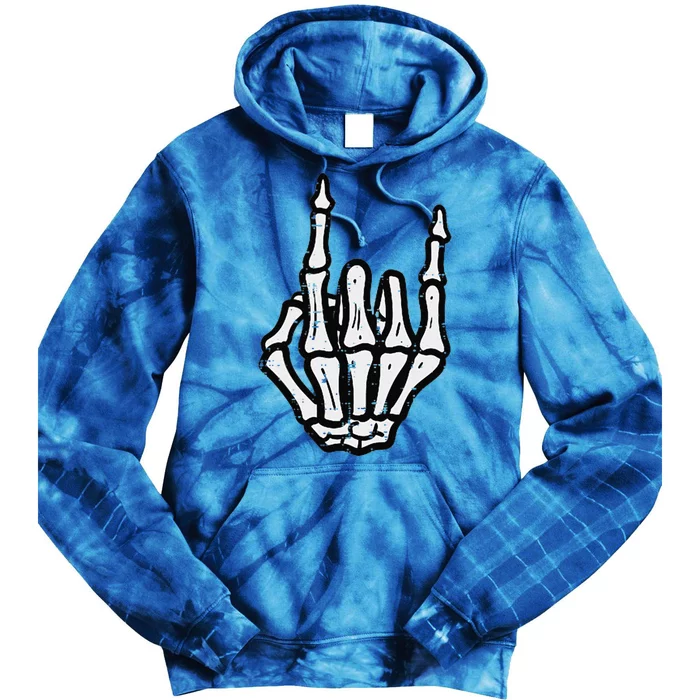 Punk Rock Skeleton Cool Rocker Halloween Tie Dye Hoodie