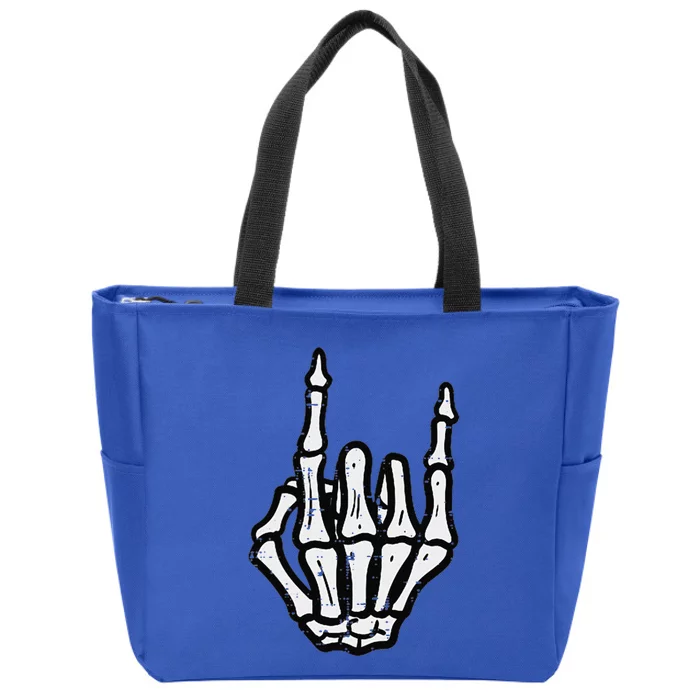 Punk Rock Skeleton Cool Rocker Halloween Zip Tote Bag