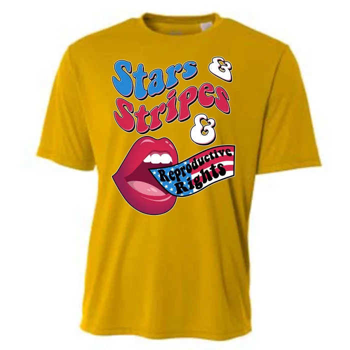 Pro Roe Stars Stripes Reproductive Rights USA American Flag Lips Cooling Performance Crew T-Shirt