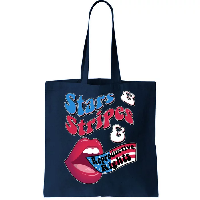 Pro Roe Stars Stripes Reproductive Rights USA American Flag Lips Tote Bag