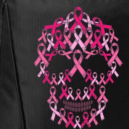 Pink Ribbon Skull Costume Cool Halloween Breast Cancer Gifts City Backpack