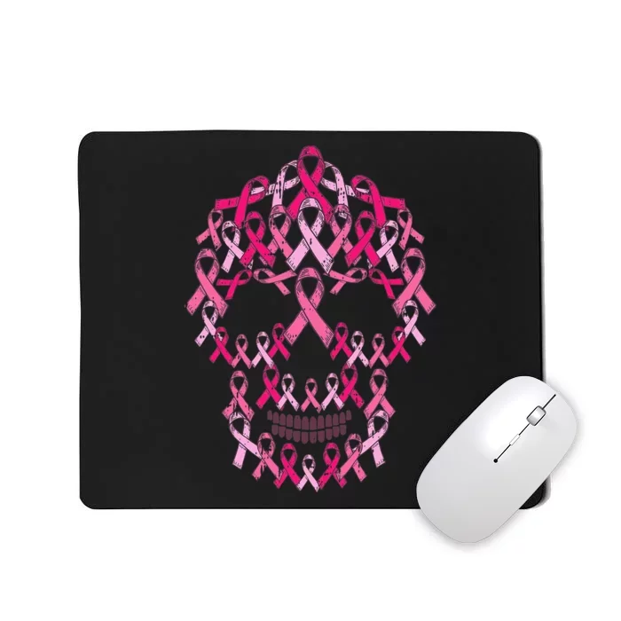 Pink Ribbon Skull Costume Cool Halloween Breast Cancer Gifts Mousepad