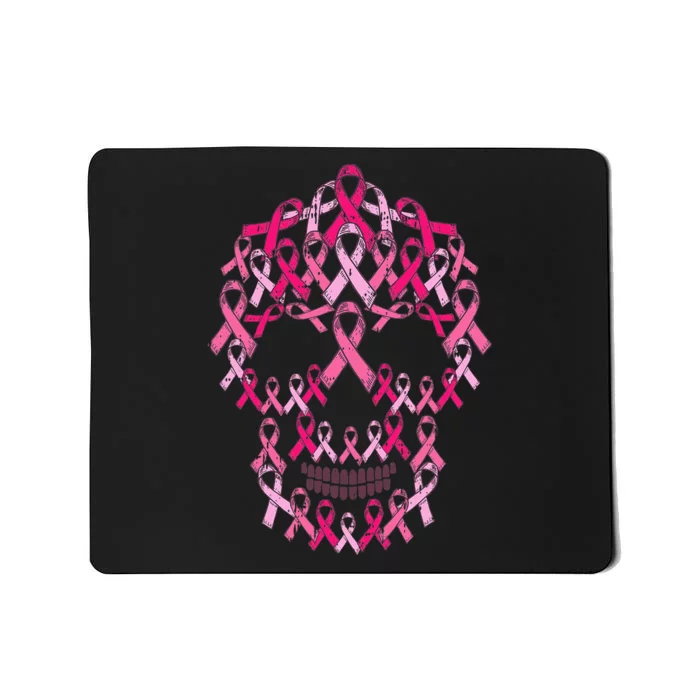 Pink Ribbon Skull Costume Cool Halloween Breast Cancer Gifts Mousepad